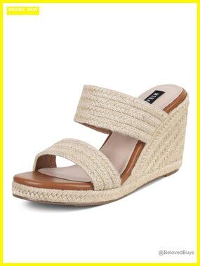 Espadrilles Platform Wedge Sandals Slip On Mules 3.62" Heel Jute Wedges Summer